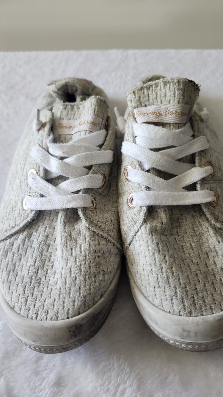 Tommy Bahama Women's Slip On No Tie Sneakers Woven Linen Gray Beige Size 8 S2